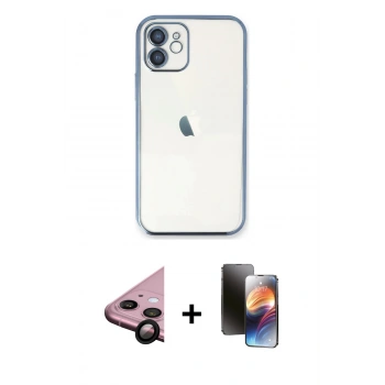 MARSİLYAN™- iPhone 11 Kılıf Vadi Minimal - Siyah 3D Antistatik Mat Seramik Nano Ekran Koruyucu + Raze Metal Kamera Lens - SH