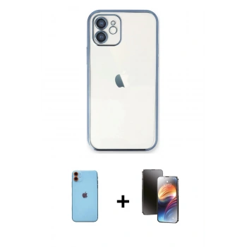 MARSİLYAN™- iPhone 11 Kılıf Vadi Minimal - Siyah 3D Antistatik Mat Seramik Nano Ekran Koruyucu + Neon Fosforlu Kamera Lens - TU