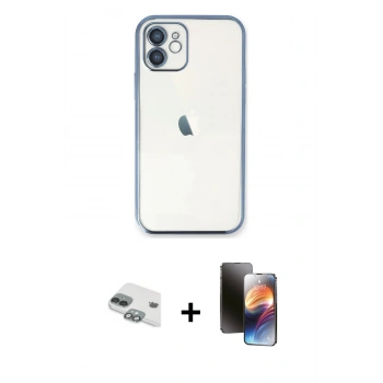 MARSİLYAN™- iPhone 11 Kılıf Vadi Minimal - Siyah 3D Antistatik Mat Seramik Nano Ekran Koruyucu + Pers Alüminyum Kamera Lens - YL