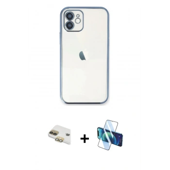 MARSİLYAN™- iPhone 11 Kılıf Vadi Minimal - Siyah 3D Antistatik Seramik Nano Ekran Koruyucu + Pers Alüminyum Kamera Lens - GD