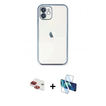 MARSİLYAN™- iPhone 11 Kılıf Vadi Minimal - Siyah 3D Antistatik Seramik Nano Ekran Koruyucu + Pers Alüminyum Kamera Lens - KI