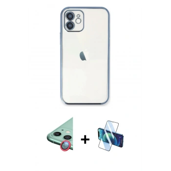 MARSİLYAN™- iPhone 11 Kılıf Vadi Minimal - Siyah 3D Antistatik Seramik Nano Ekran Koruyucu + Raze Metal Kamera Lens - KI