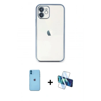 MARSİLYAN™- iPhone 11 Kılıf Vadi Minimal - Siyah 3D Antistatik Seramik Nano Ekran Koruyucu + Neon Fosforlu Kamera Lens - MI