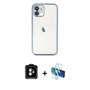 MARSİLYAN™- iPhone 11 Kılıf Vadi Minimal - Siyah 3D Antistatik Seramik Nano Ekran Koruyucu + PVD Metal Kamera Lens - TU