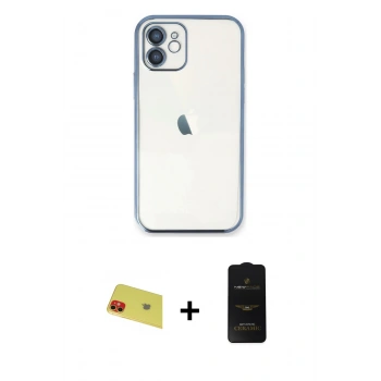 MARSİLYAN™- iPhone 11 Kılıf Vadi Minimal - Siyah 6D Antistatik Mat Seramik Hayalet Nano Ekran Koruyucu + Rainbow Kamera Lens Koruma Cam - KI