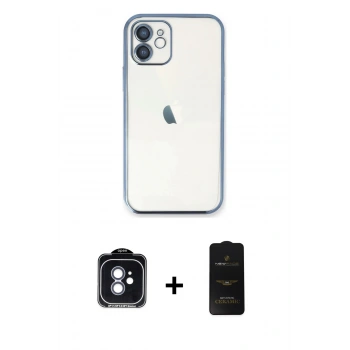 MARSİLYAN™- iPhone 11 Kılıf Vadi Minimal - Siyah 6D Antistatik Mat Seramik Hayalet Nano Ekran Koruyucu + PVD Metal Kamera Lens - MI