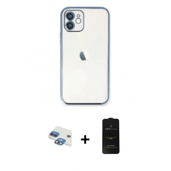 MARSİLYAN™- iPhone 11 Kılıf Vadi Minimal - Siyah 6D Antistatik Mat Seramik Hayalet Nano Ekran Koruyucu + Pers Alüminyum Kamera Lens - GI