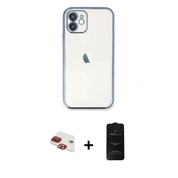 MARSİLYAN™- iPhone 11 Kılıf Vadi Minimal - Siyah 6D Antistatik Mat Seramik Hayalet Nano Ekran Koruyucu + Pers Alüminyum Kamera Lens - KI