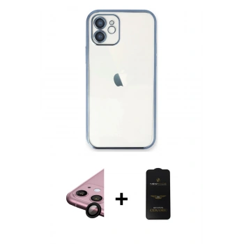 MARSİLYAN™- iPhone 11 Kılıf Vadi Minimal - Siyah 6D Antistatik Mat Seramik Hayalet Nano Ekran Koruyucu + Raze Metal Kamera Lens - SH