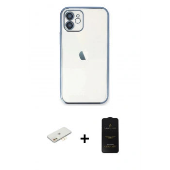 MARSİLYAN™- iPhone 11 Kılıf Vadi Minimal - Siyah 6D Antistatik Mat Seramik Hayalet Nano Ekran Koruyucu + Renkli Kamera Lens Koruma Cam - SI