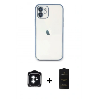 MARSİLYAN™- iPhone 11 Kılıf Vadi Minimal - Siyah 6D Antistatik Mat Seramik Hayalet Nano Ekran Koruyucu + PVD Metal Kamera Lens - YL