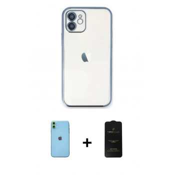 MARSİLYAN™- iPhone 11 Kılıf Vadi Minimal - Siyah 6D Antistatik Mat Seramik Hayalet Nano Ekran Koruyucu + Neon Fosforlu Kamera Lens - YL