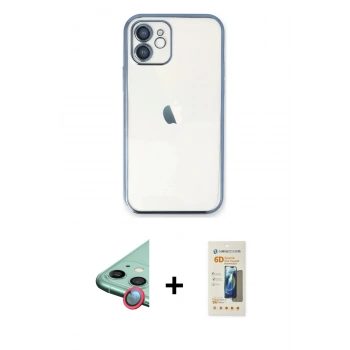 MARSİLYAN™- iPhone 11 Kılıf Vadi Minimal - Siyah 6D Mat Seramik Hayalet Nano Ekran Koruyucu + Raze Metal Kamera Lens - KI