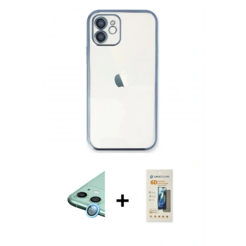 MARSİLYAN™- iPhone 11 Kılıf Vadi Minimal - Siyah 6D Mat Seramik Hayalet Nano Ekran Koruyucu + Raze Metal Kamera Lens - MI