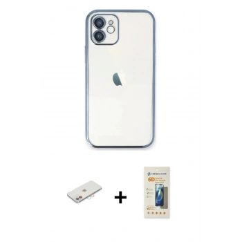 MARSİLYAN™- iPhone 11 Kılıf Vadi Minimal - Siyah 6D Mat Seramik Hayalet Nano Ekran Koruyucu + Renkli Kamera Lens Koruma Cam - PE