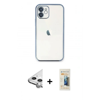 MARSİLYAN™- iPhone 11 Kılıf Vadi Minimal - Siyah 6D Mat Seramik Hayalet Nano Ekran Koruyucu + Raze Metal Kamera Lens - GS