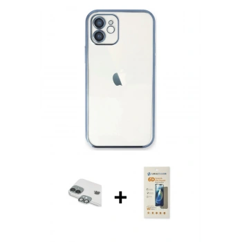MARSİLYAN™- iPhone 11 Kılıf Vadi Minimal - Siyah 6D Mat Seramik Hayalet Nano Ekran Koruyucu + Pers Alüminyum Kamera Lens - YL