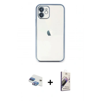 MARSİLYAN™- iPhone 11 Kılıf Vadi Minimal - Siyah Bilvis 3D Mat Cam Ekran Koruyucu + Pers Alüminyum Kamera Lens - GI