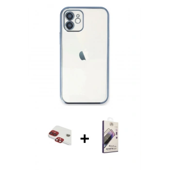 MARSİLYAN™- iPhone 11 Kılıf Vadi Minimal - Siyah Bilvis 3D Mat Cam Ekran Koruyucu + Pers Alüminyum Kamera Lens - KI