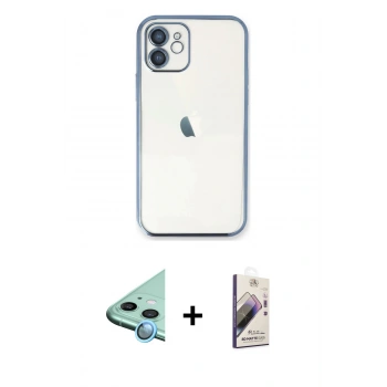 MARSİLYAN™- iPhone 11 Kılıf Vadi Minimal - Siyah Bilvis 3D Mat Cam Ekran Koruyucu + Raze Metal Kamera Lens - MI
