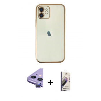 MARSİLYAN™- iPhone 11 Kılıf Vadi Minimal - Siyah Bilvis 3D Mat Cam Ekran Koruyucu + Raze Metal Kamera Lens - MR