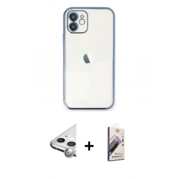 MARSİLYAN™- iPhone 11 Kılıf Vadi Minimal - Siyah Bilvis 3D Mat Cam Ekran Koruyucu + Raze Metal Kamera Lens - GS