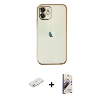 MARSİLYAN™- iPhone 11 Kılıf Vadi Minimal - Siyah Bilvis 3D Mat Cam Ekran Koruyucu + Renkli Kamera Lens Koruma Cam - SI
