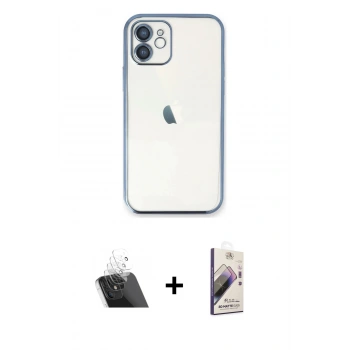 MARSİLYAN™- iPhone 11 Kılıf Vadi Minimal - Siyah Bilvis 3D Mat Cam Ekran Koruyucu + Kamera Lens Koruma Cam - SF