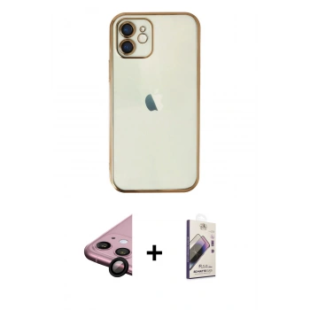 MARSİLYAN™- iPhone 11 Kılıf Vadi Minimal - Siyah Bilvis 3D Mat Cam Ekran Koruyucu + Raze Metal Kamera Lens - SH
