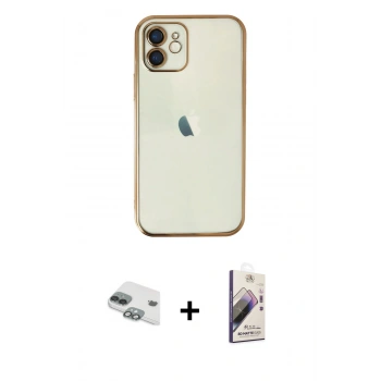 MARSİLYAN™- iPhone 11 Kılıf Vadi Minimal - Siyah Bilvis 3D Mat Cam Ekran Koruyucu + Pers Alüminyum Kamera Lens - YL