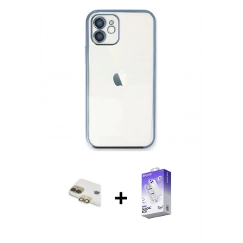 MARSİLYAN™- iPhone 11 Kılıf Vadi Minimal - Siyah Bilvis 5in1 3D Magic Cam Ekran Koruyucu + Pers Alüminyum Kamera Lens - GD