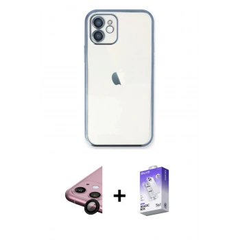 MARSİLYAN™- iPhone 11 Kılıf Vadi Minimal - Siyah Bilvis 5in1 3D Magic Cam Ekran Koruyucu + Raze Metal Kamera Lens - SH