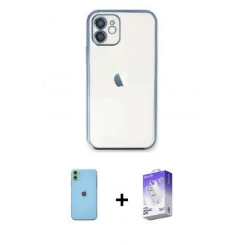 MARSİLYAN™- iPhone 11 Kılıf Vadi Minimal - Siyah Bilvis 5in1 3D Magic Cam Ekran Koruyucu + Neon Fosforlu Kamera Lens - YL