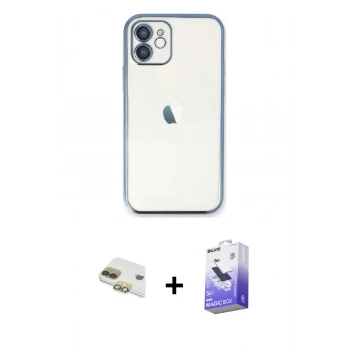 MARSİLYAN™- iPhone 11 Kılıf Vadi Minimal - Siyah Bilvis 5in1 5D Magic Hayalet Cam Ekran Koruyucu + Pers Alüminyum Kamera Lens - GD