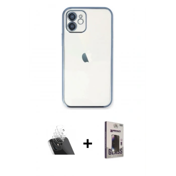 MARSİLYAN™- iPhone 11 Kılıf Vadi Minimal - Siyah Bilvis Hayalet Cam Ekran Koruyucu + Kamera Lens Koruma Cam - SF