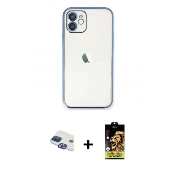 MARSİLYAN™- iPhone 11 Kılıf Vadi Minimal - Siyah Buffer Cam Ekran Koruyucu + Pers Alüminyum Kamera Lens - LT