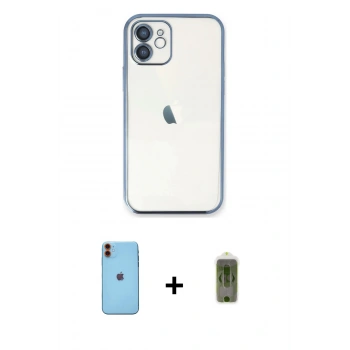 MARSİLYAN™- iPhone 11 Kılıf Vadi Minimal - Siyah Joko Magic 5D Hayalet Cam + Neon Fosforlu Kamera Lens - TU