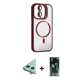 MARSİLYAN™- iPhone 11 Kılıf Yadigar Asil Koleksiyonu - Şeffaf 360 Full Body Arka Koruyucu + Raze Metal Kamera Lens - MI
