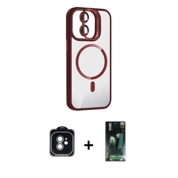 MARSİLYAN™- iPhone 11 Kılıf Yadigar Asil Koleksiyonu - Şeffaf 360 Full Body Arka Koruyucu + PVD Metal Kamera Lens - YL