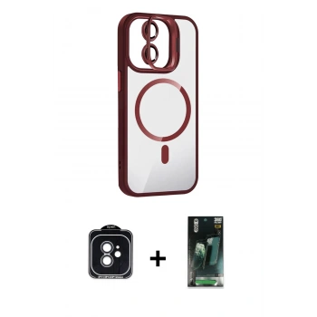 MARSİLYAN™- iPhone 11 Kılıf Yadigar Asil Koleksiyonu - Siyah 360 Mat Full Body Arka Koruyucu + PVD Metal Kamera Lens - SH
