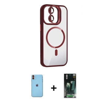 MARSİLYAN™- iPhone 11 Kılıf Yadigar Asil Koleksiyonu - Siyah 360 Mat Full Body Arka Koruyucu + Neon Fosforlu Kamera Lens - TU