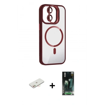 MARSİLYAN™- iPhone 11 Kılıf Yadigar Asil Koleksiyonu - Siyah 360 Mat Full Body Arka Koruyucu + Renkli Kamera Lens Koruma Cam - YL
