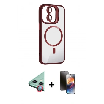 MARSİLYAN™- iPhone 11 Kılıf Yadigar Asil Koleksiyonu - Siyah 3D Antistatik Mat Seramik Nano Ekran Koruyucu + Raze Metal Kamera Lens - KI