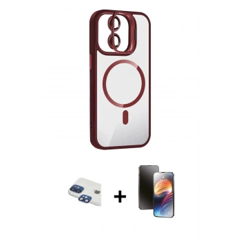 MARSİLYAN™- iPhone 11 Kılıf Yadigar Asil Koleksiyonu - Siyah 3D Antistatik Mat Seramik Nano Ekran Koruyucu + Pers Alüminyum Kamera Lens - LT