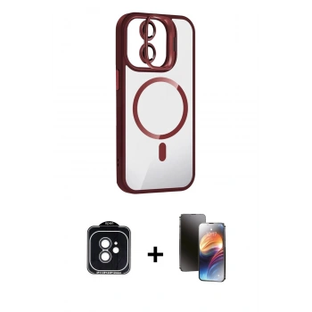 MARSİLYAN™- iPhone 11 Kılıf Yadigar Asil Koleksiyonu - Siyah 3D Antistatik Mat Seramik Nano Ekran Koruyucu + PVD Metal Kamera Lens - SH