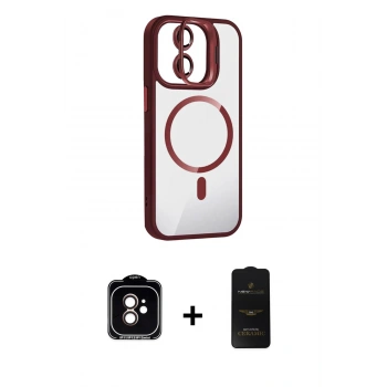 MARSİLYAN™- iPhone 11 Kılıf Yadigar Asil Koleksiyonu - Siyah 6D Antistatik Mat Seramik Hayalet Nano Ekran Koruyucu + PVD Metal Kamera Lens - TU