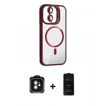 MARSİLYAN™- iPhone 11 Kılıf Yadigar Asil Koleksiyonu - Siyah 6D Antistatik Mat Seramik Hayalet Nano Ekran Koruyucu + PVD Metal Kamera Lens - SH