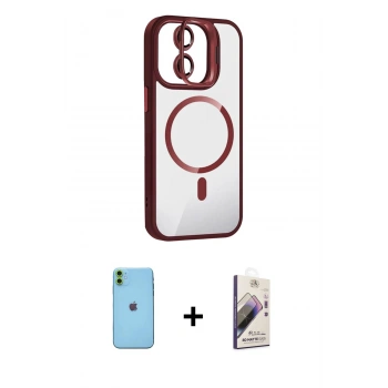 MARSİLYAN™- iPhone 11 Kılıf Yadigar Asil Koleksiyonu - Siyah Bilvis 3D Mat Cam Ekran Koruyucu + Neon Fosforlu Kamera Lens - YL