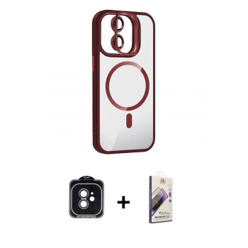 MARSİLYAN™- iPhone 11 Kılıf Yadigar Asil Koleksiyonu - Siyah Bilvis 3D Mat Cam Ekran Koruyucu + PVD Metal Kamera Lens - SH