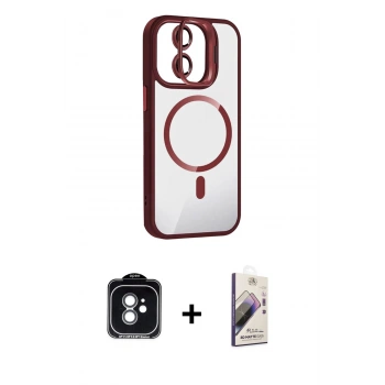 MARSİLYAN™- iPhone 11 Kılıf Yadigar Asil Koleksiyonu - Siyah Bilvis 3D Mat Cam Ekran Koruyucu + PVD Metal Kamera Lens - YL